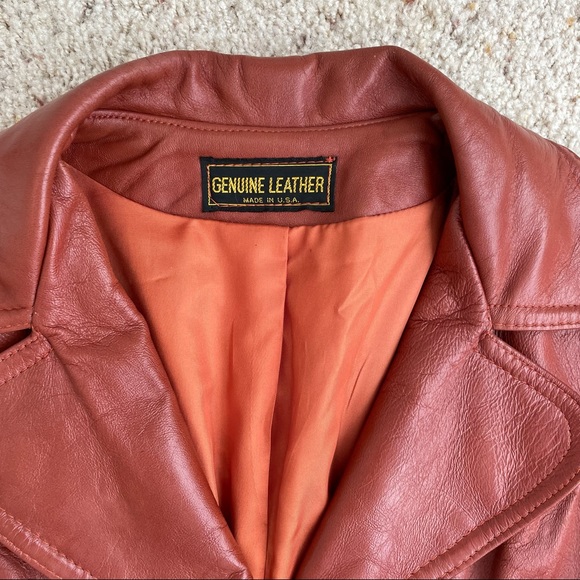 Vintage genuine leather rust trench coat women’s - Picture 4 of 13